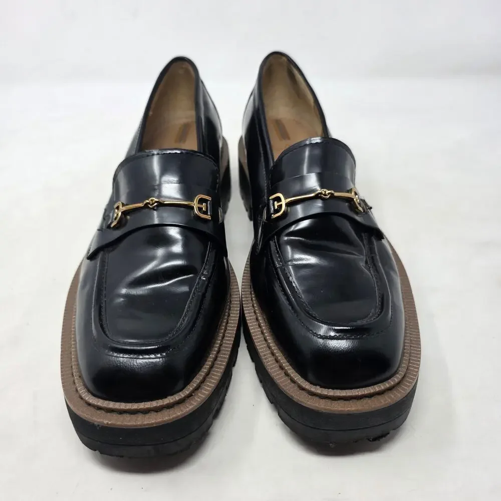 Sam Edelman Laurs Lug Sole Loafers Gold Hardware Womens 10.5